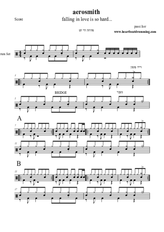 Aerosmith Falling in Love score for Drums
