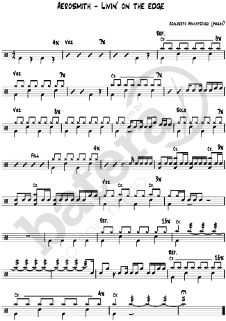 Aerosmith Livin’ On The Edge score for Drums
