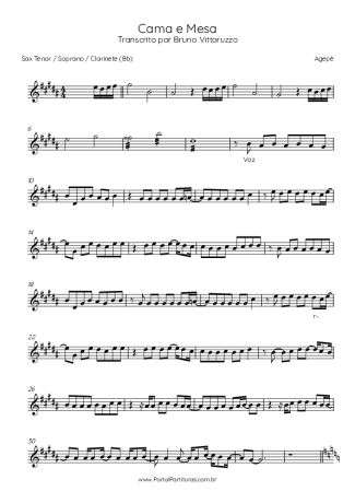 Agepê Cama E Mesa score for Tenor Saxophone Soprano (Bb)