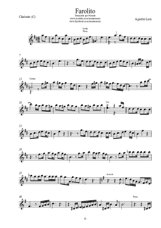 Agustin Lara Farolito score for Clarinet (C)