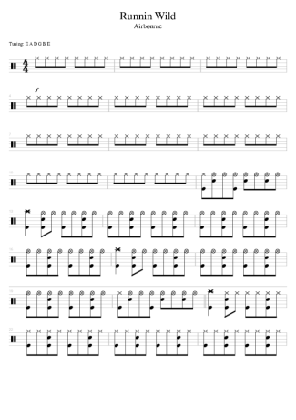 Airbourne Runnin Wild score for Drums