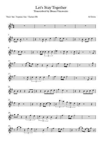 Al Green Let´s Stay Together score for Clarinet (Bb)