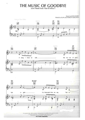 Al Jarreau The Music Of Goodbye score for Piano