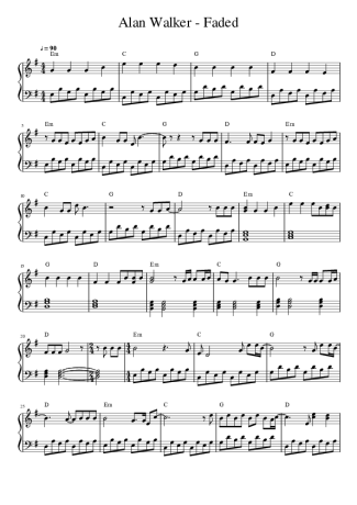 Alan Walker Faded score for Piano