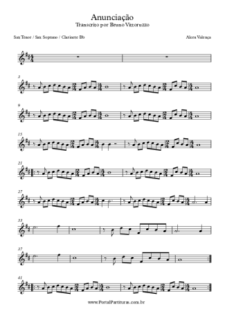Alceu Valença Anunciação score for Tenor Saxophone Soprano (Bb)