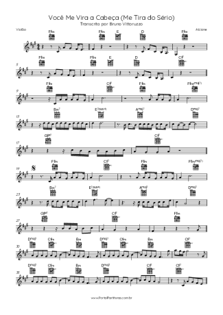 Alcione Você Me Vira A Cabeça (Me Tira Do Sério) score for Acoustic Guitar
