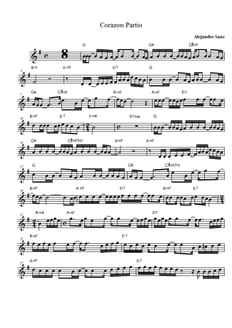 Alejandro Sanz Corazon Partio score for Tenor Saxophone Soprano (Bb)