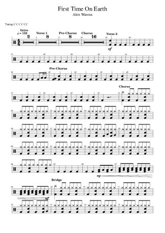 Alex Warren First Time On Eart score for Drums