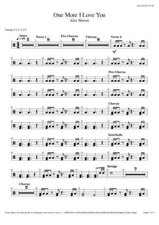 Alex Warren One More I Love You score for Drums