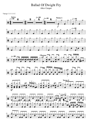 Alice Cooper  score for Drums