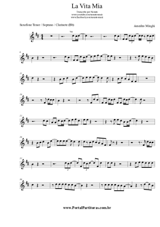 Amedeo Minghi La Vita Mia score for Tenor Saxophone Soprano (Bb)
