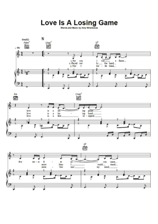 Amy Winehouse  score for Piano