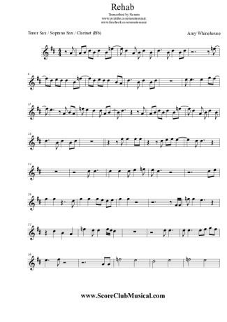 Amy Winehouse  score for Tenor Saxophone Soprano (Bb)