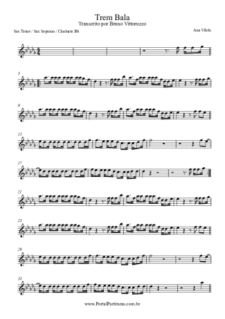 Ana Vilela  score for Tenor Saxophone Soprano (Bb)