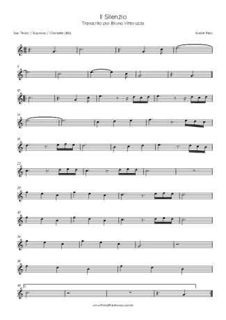 André Rieu Il Silenzio score for Clarinet (Bb)