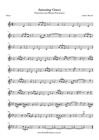 Andrea Bocelli Amazing Grace score for Flute