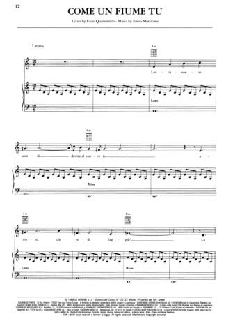 Andrea Bocelli Come Un Fiume Tu score for Piano