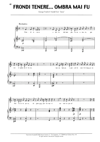 Andrea Bocelli Forndi Tenere Ombra Mai Fu score for Piano