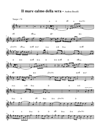 Andrea Bocelli Il Mare Calmo Della Sera score for Clarinet (Bb)
