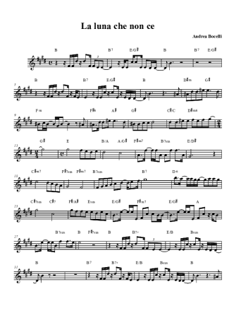 Andrea Bocelli La Luna Che Non c´e score for Tenor Saxophone Soprano (Bb)