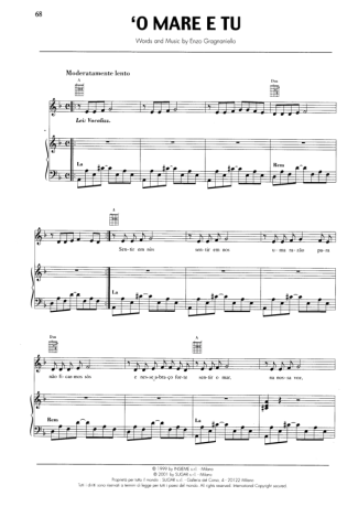 Andrea Bocelli O Mare E Tu score for Piano