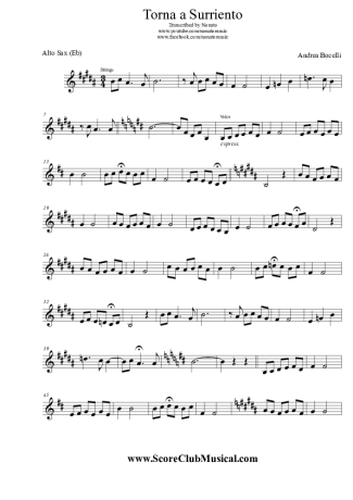 Andrea Bocelli  score for Alto Saxophone