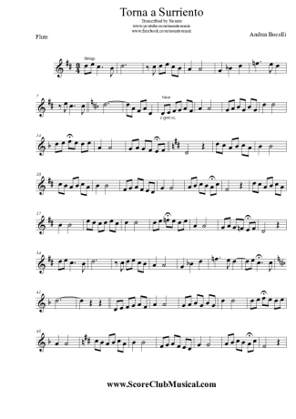 Andrea Bocelli Torna a Surriento score for Flute