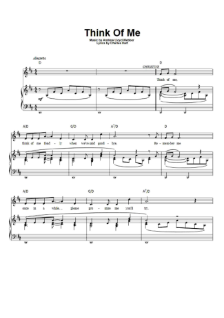 Andrew Lloyd Webber Think Of Me score for Piano