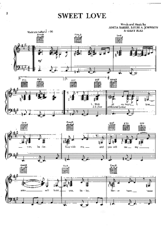 Anita Baker Sweet Love score for Piano