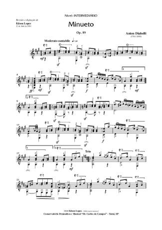 Anton Diabelli Minueto em Fa# menor (Op. 89) score for Acoustic Guitar
