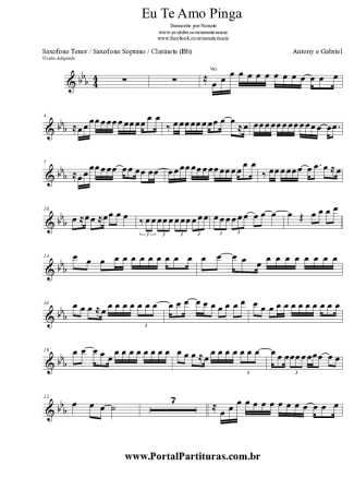 Antony e Gabriel  score for Clarinet (Bb)