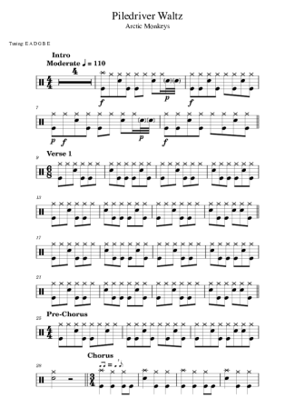 Arctic Monkeys Piledriver Waltz score for Drums