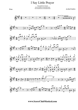 Aretha Franklin I Say Little Prayer score for Flute