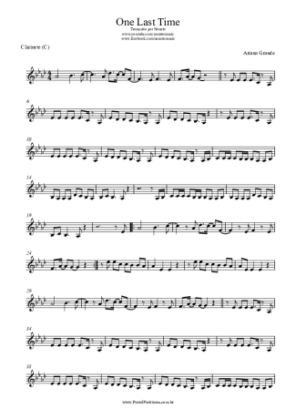 Ariana Grande One Last Time score for Clarinet (C)