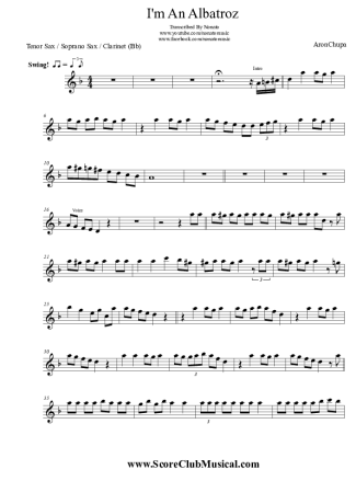 AronChupa I´m An Albatroz score for Clarinet (Bb)