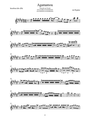 Art Popular Agamamou score for Alto Saxophone