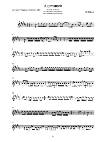 Art Popular Agamamou score for Clarinet (Bb)