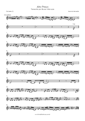 Asas da Adoração Alto Preço score for Clarinet (C)