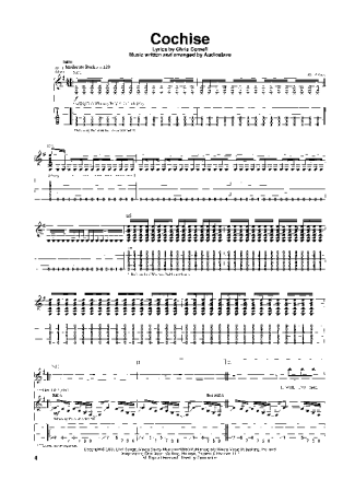 Audioslave Cochise score for Guitar