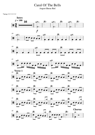 August Burns Red Carol Of The Bells score for Drums