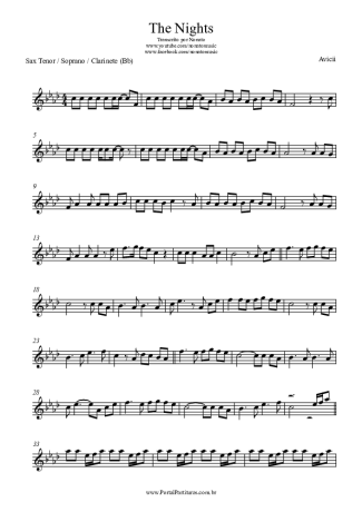 Avicii  score for Tenor Saxophone Soprano (Bb)