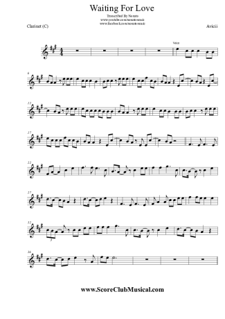 Avicii Waiting for Love score for Clarinet (C)