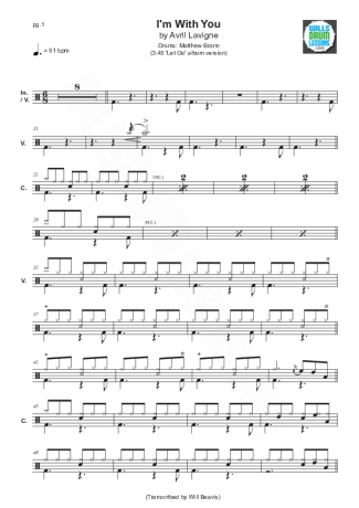 Avril Lavigne I’m With You score for Drums