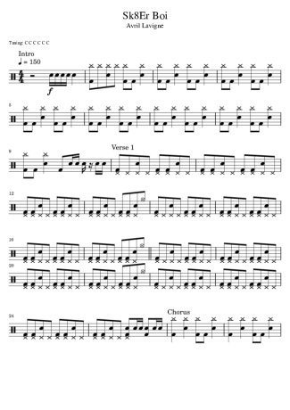 Avril Lavigne  score for Drums