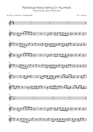 B.J. Thomas Raindrops Keep Falling On My Head score for Clarinet (Bb)
