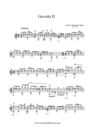 Bach Gavota II BWV 995 score for Acoustic Guitar