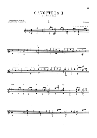 Bach Gavote I E II (From 5th Cello Suite) score for Acoustic Guitar