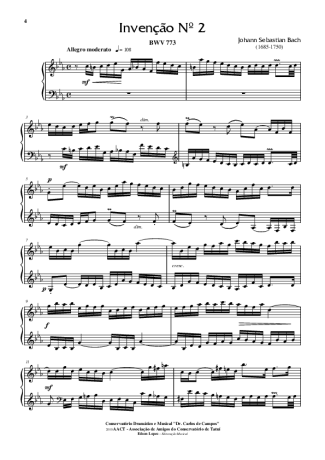 Bach Invenção Nr 2 score for Piano