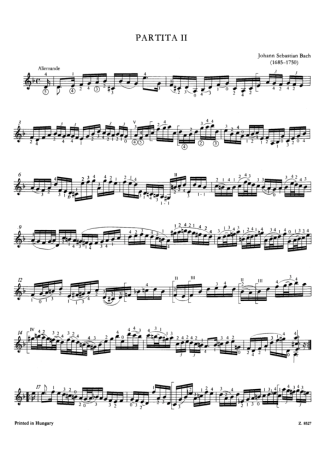 Bach Partita II score for Acoustic Guitar