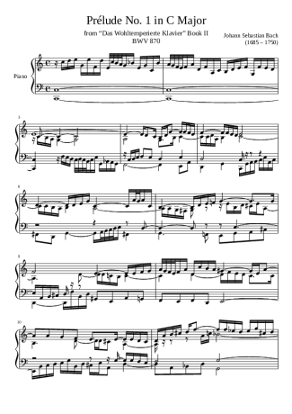 Bach  score for Piano